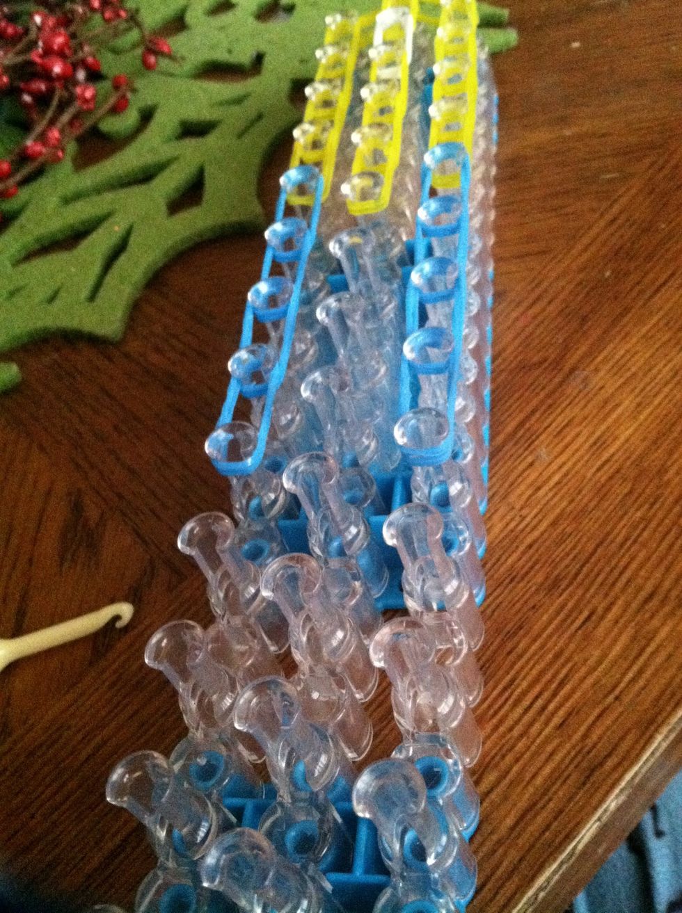 Now put out four blue double bands on both sides