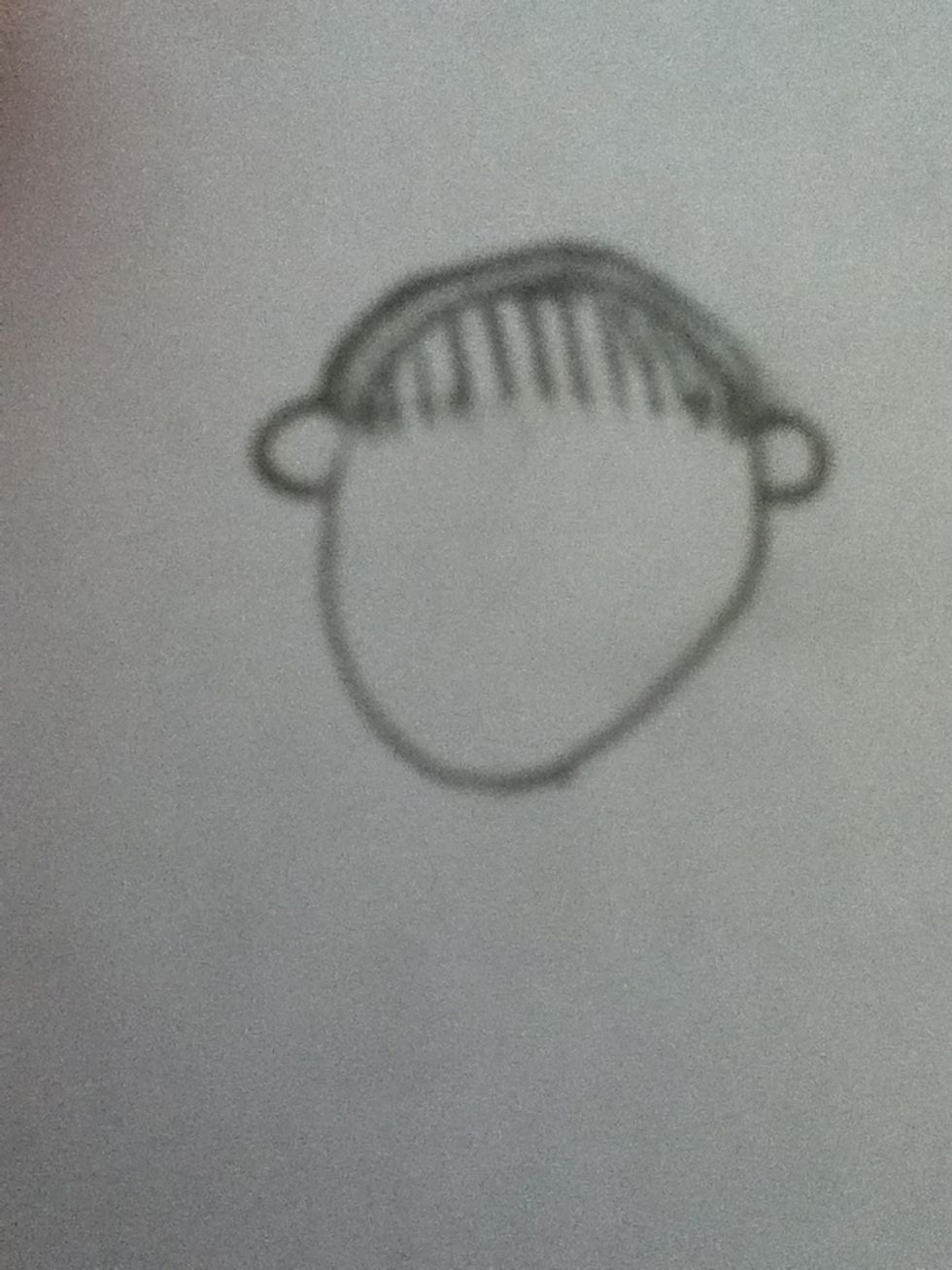 Now put some hair on top the ears and shade with pencil softly