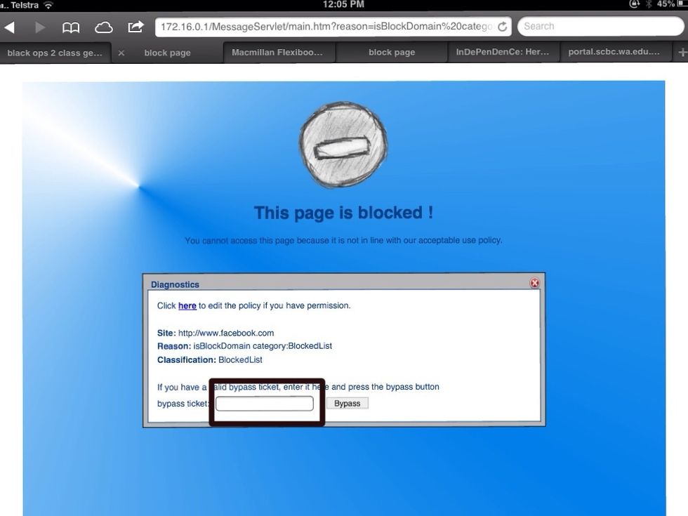 Now put the code in the block page in the text box (in black).