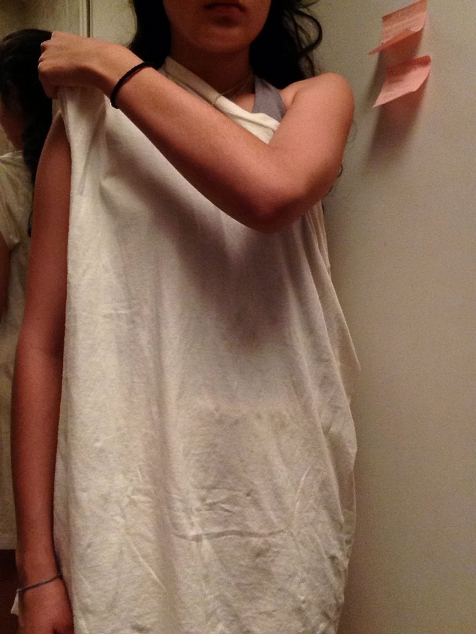 Now put the other sleeve in the tshirt, or just cut it out