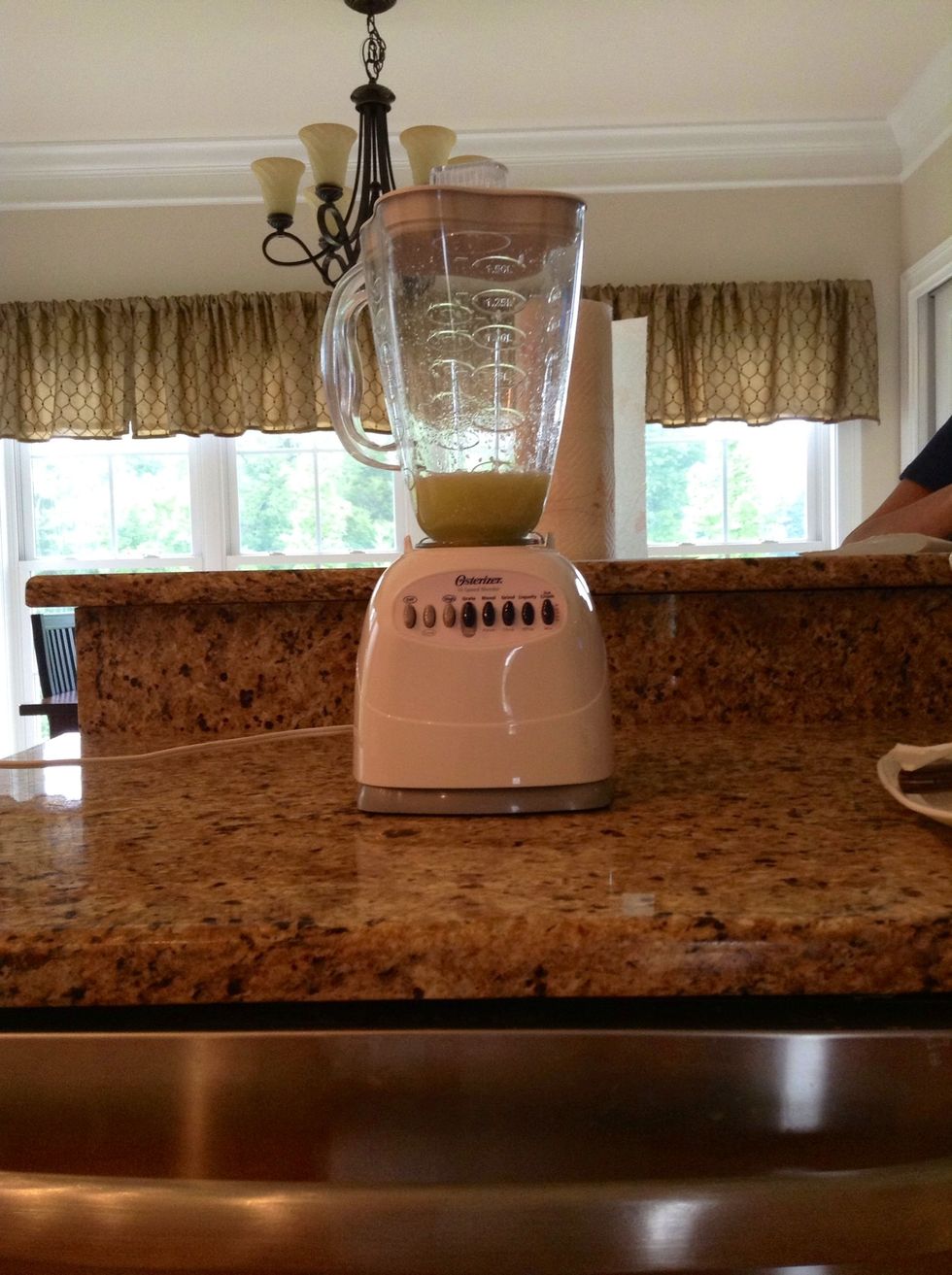 Now, put the pieces into the blender and blend until pur\u00e9ed.