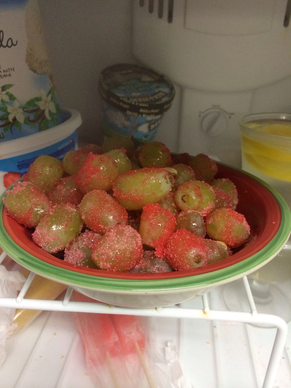 Now put them in the freezer. You should cover them but I didn't.. I usually only leave them in for about half an hour before I can't wait any longer but an hour would be best.