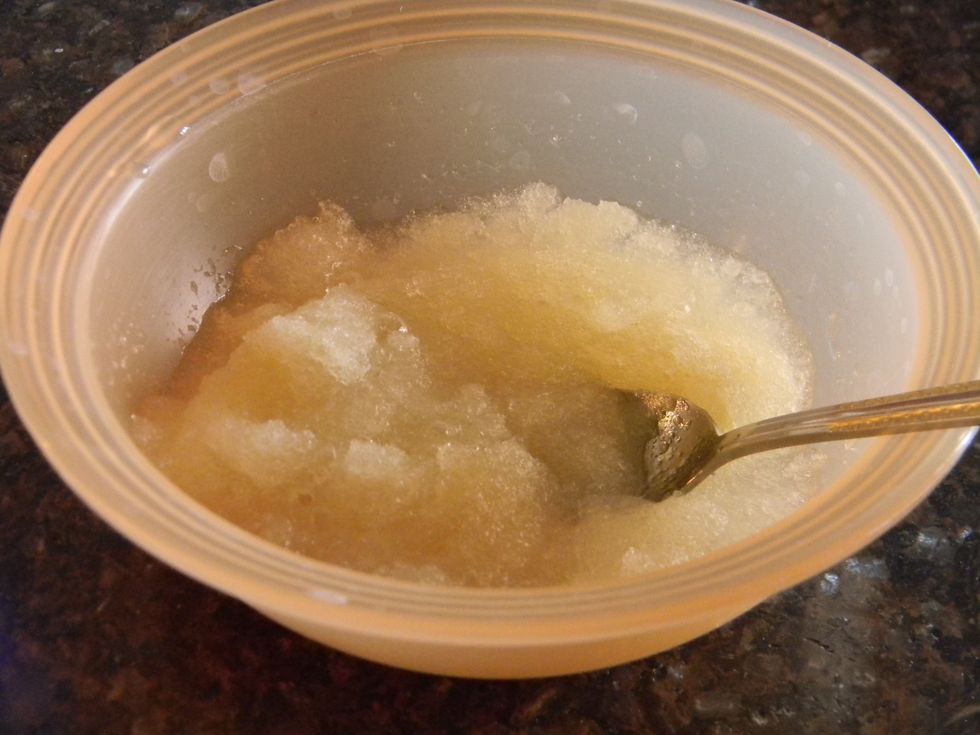 Now put your gelatin in a little bowl and add some COLD water, about 2 Tbsp, and stir until all is mixed.