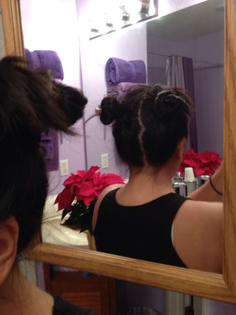 Now put your hair into a bun like in the picture