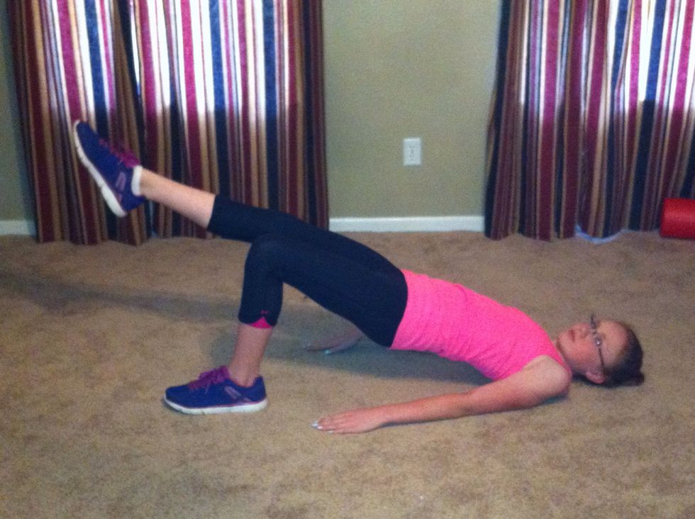 Now, raise rear, straighten spine and lift right leg. Hold for 5 seconds. Relax. Change legs and repeat 5 times on each leg.