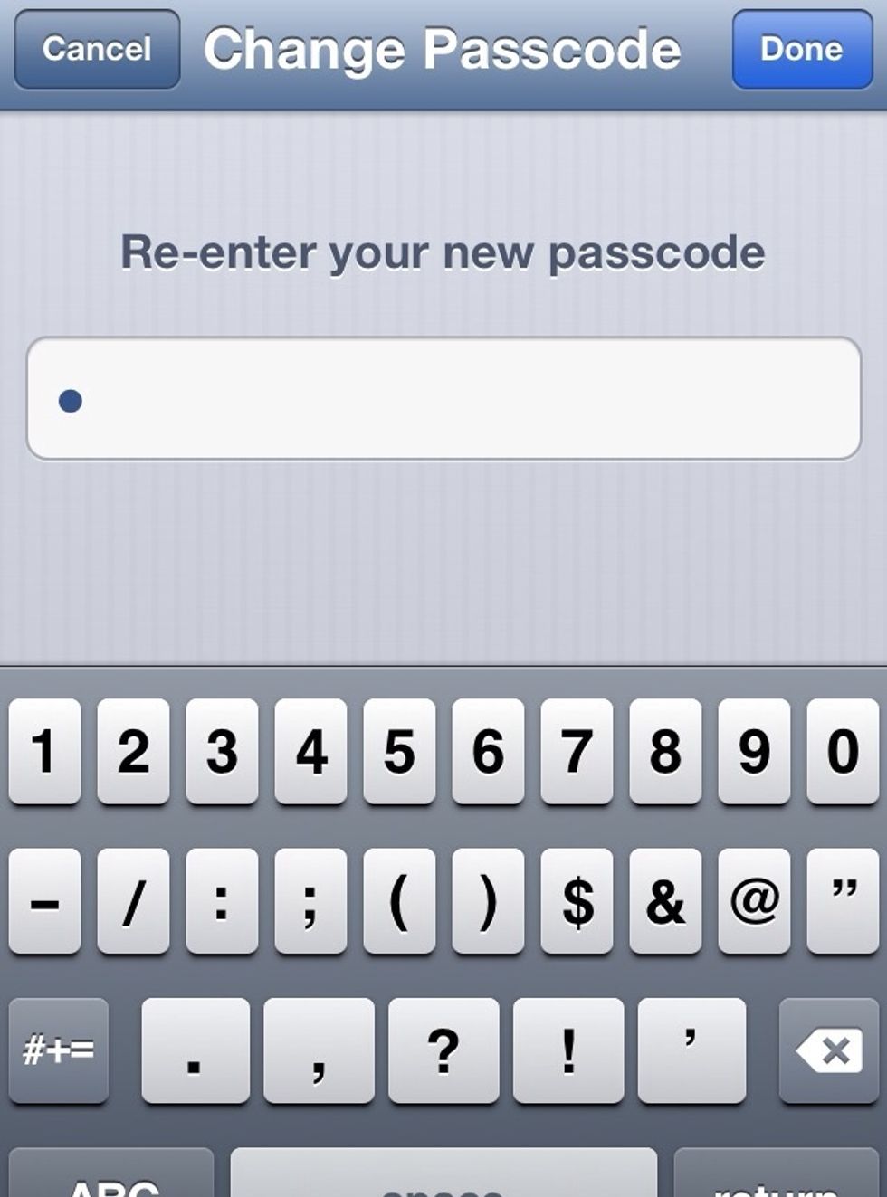 Now reenter passcode
