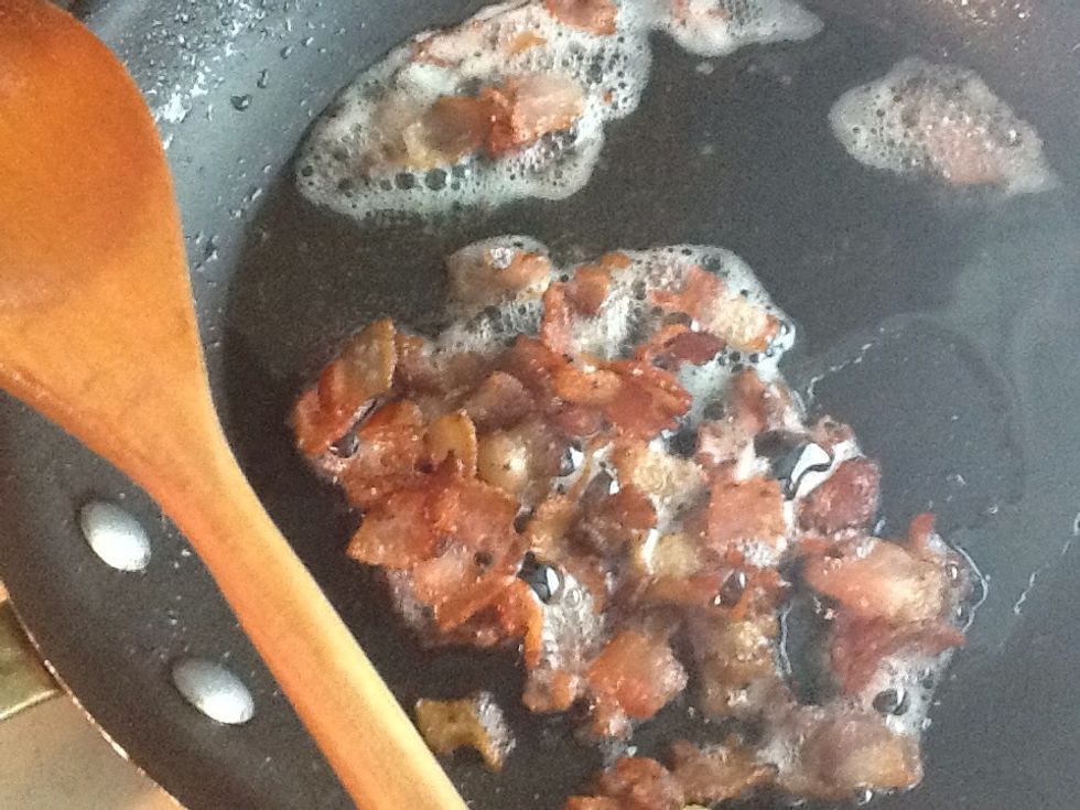 Now remove the bacon from the pan saving the fat.