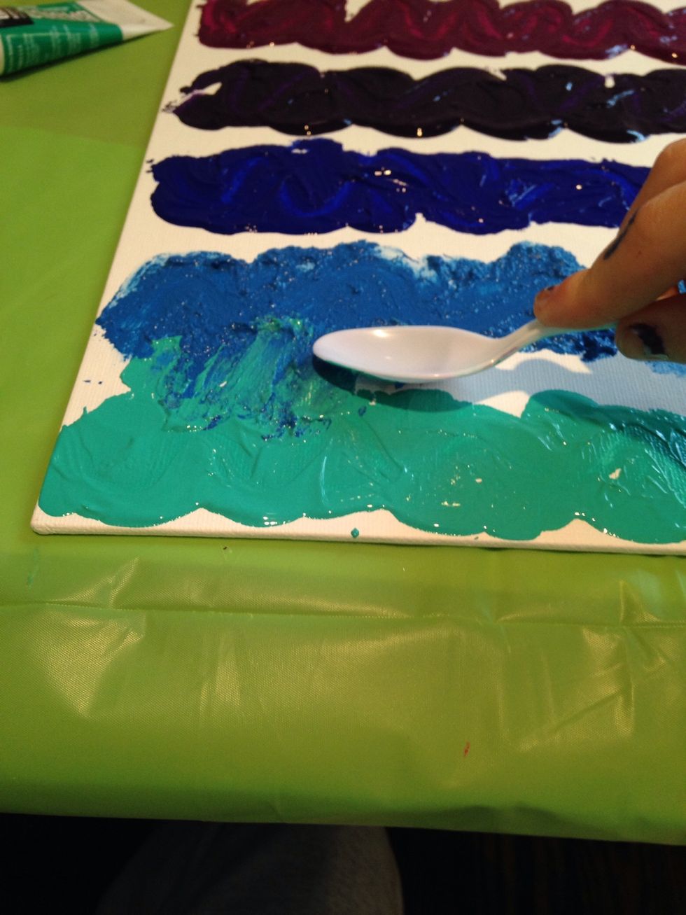 Now repeat step 5 in between the two lines. Add more paint if you need to