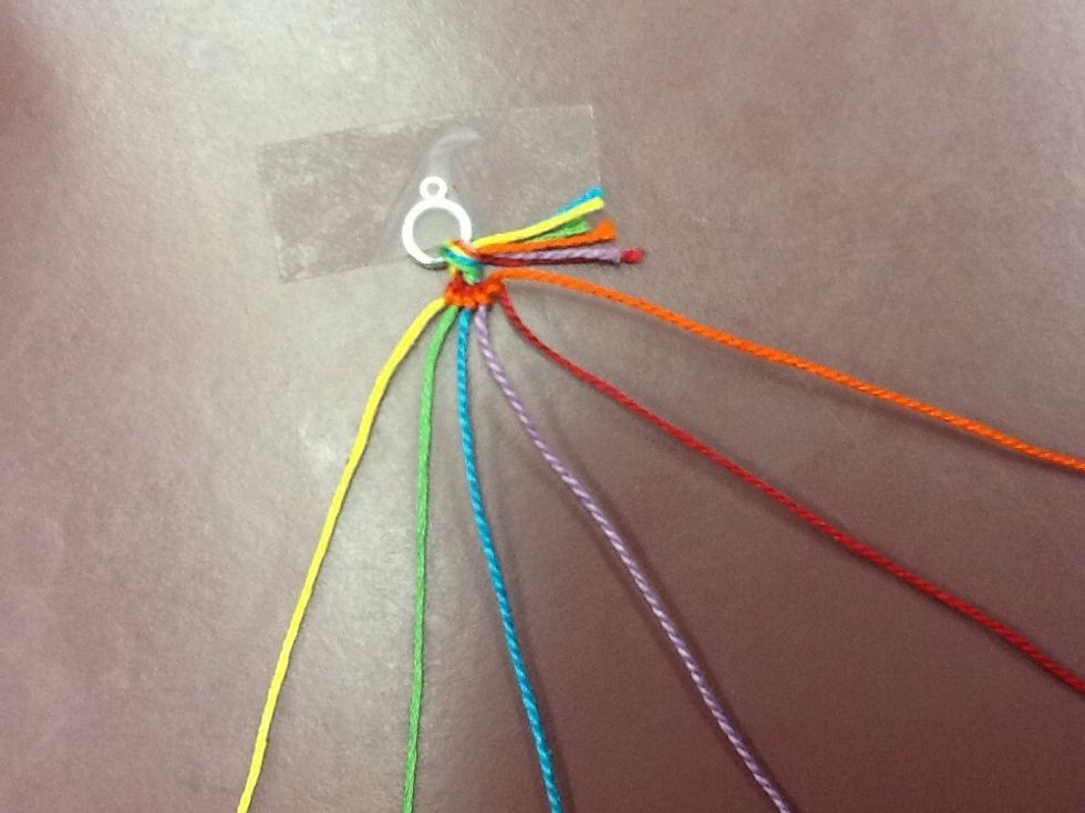 Now repeat these steps with the next string (orange), again working from left to right until the the orange string is all the way to the right.