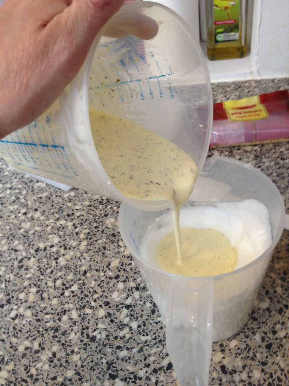 Now reunite the so carefully split yolks and whites once again!
