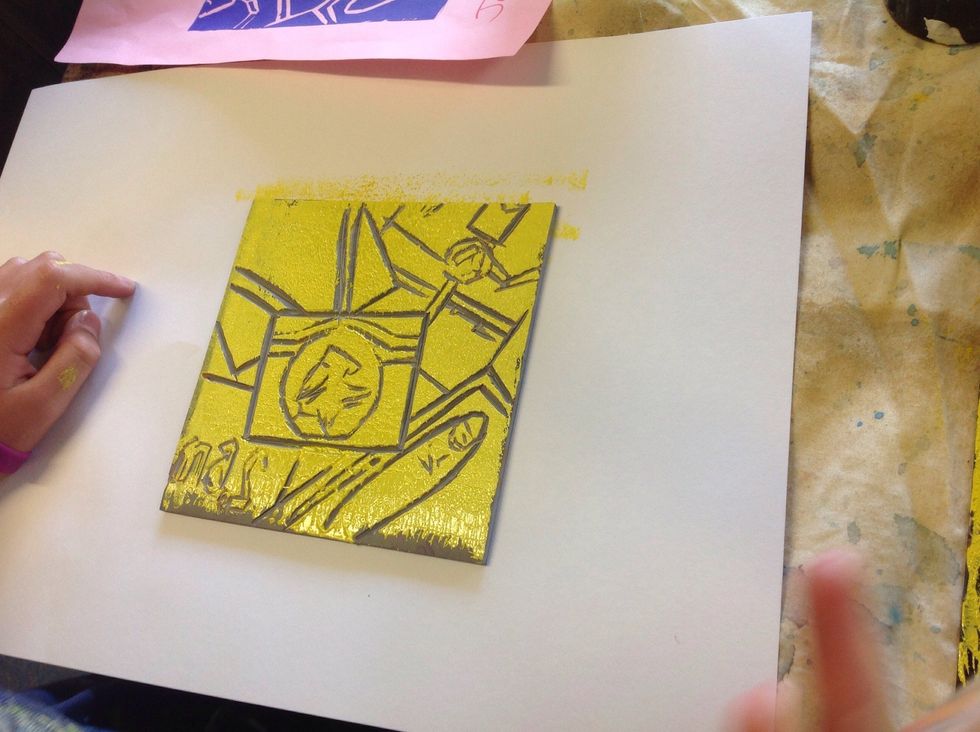 Now role the ink on the Lino