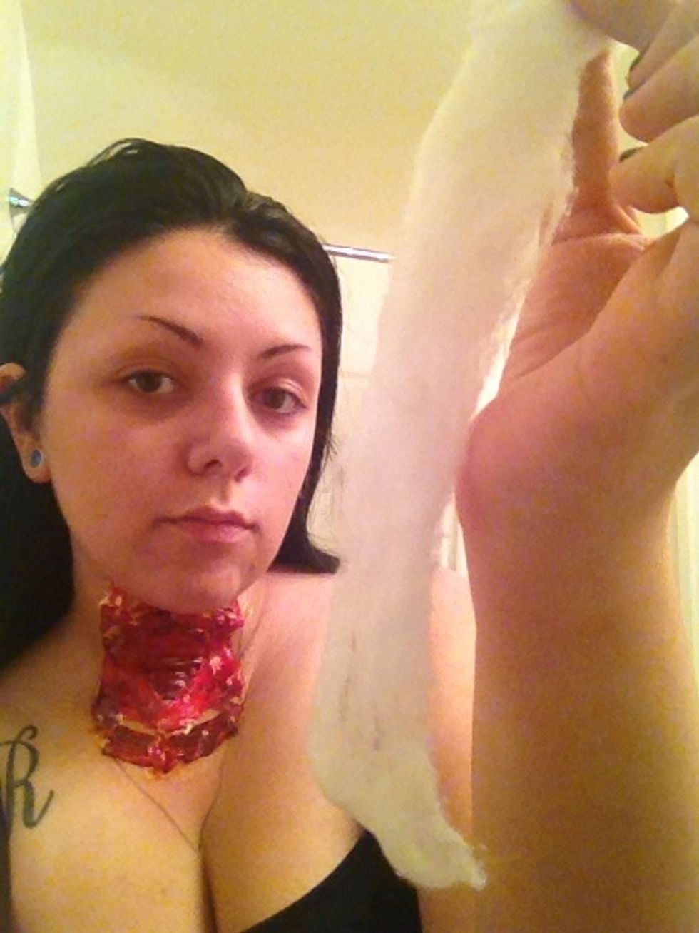 Now roll out your cotton balls to make them a long strand.