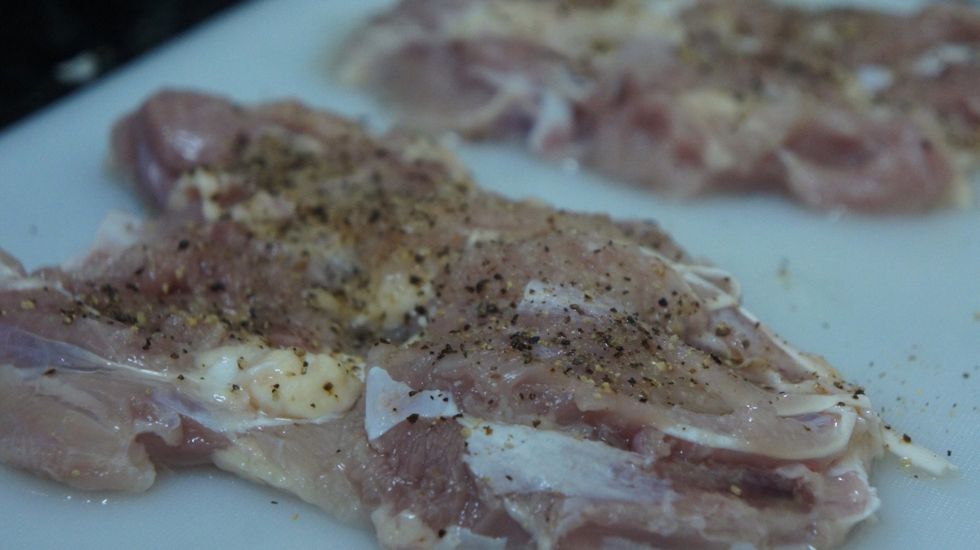 Now season with salt and crushed black pepper...