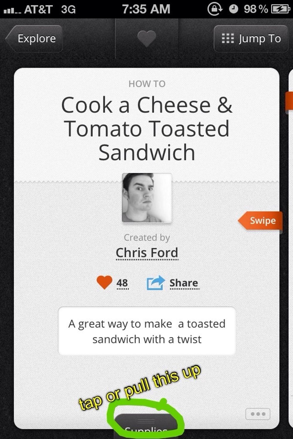 Now see the black rectangle at the bottom? You can tap on it or pull it up with your finger.