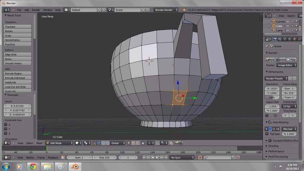 Now select the face that you want for the lower base of the handle.