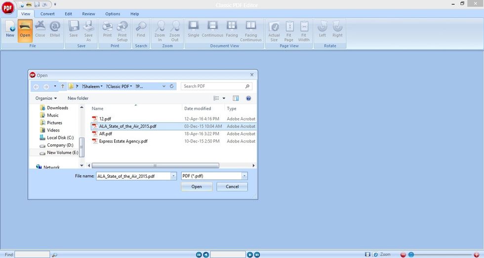 Now select the PDF file you want to convert to Doc format and click on OK.