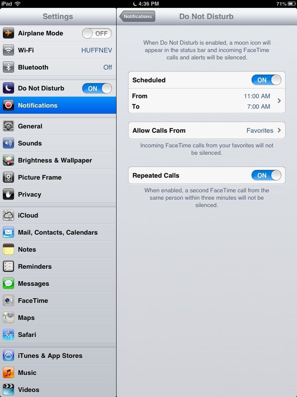 Now, set up the times you don't want to be disturbed at.