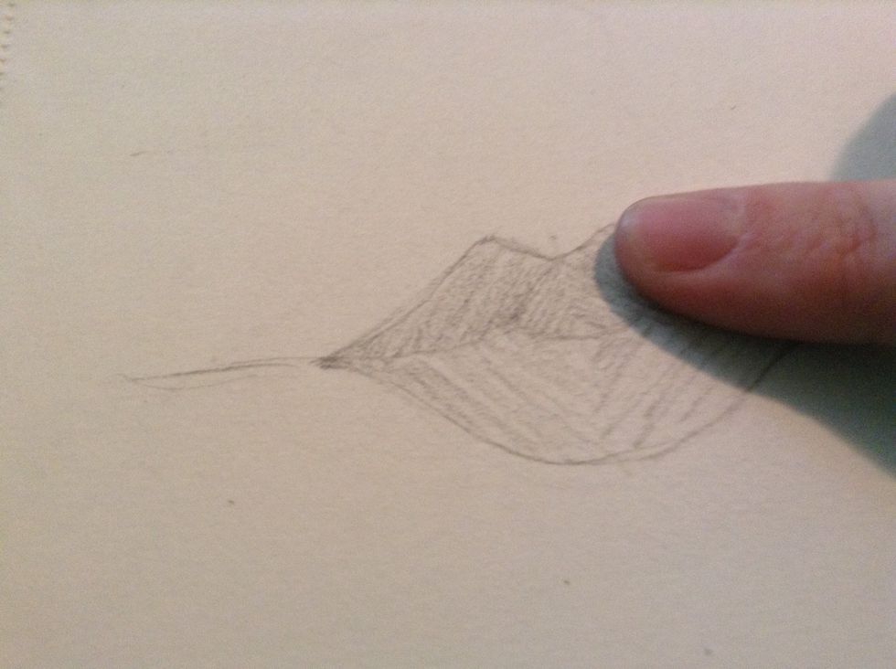 now shade the whole lip in different directions (with the middle line) and smudge with your finger