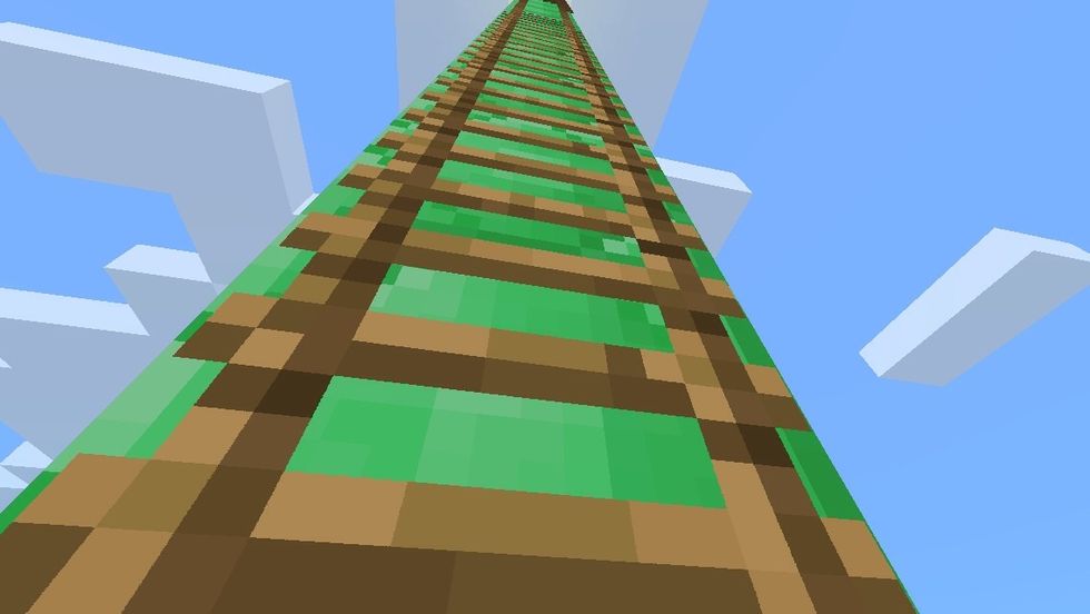 Now, start climbing up the ladder if on survival or just fly up if you are on creative