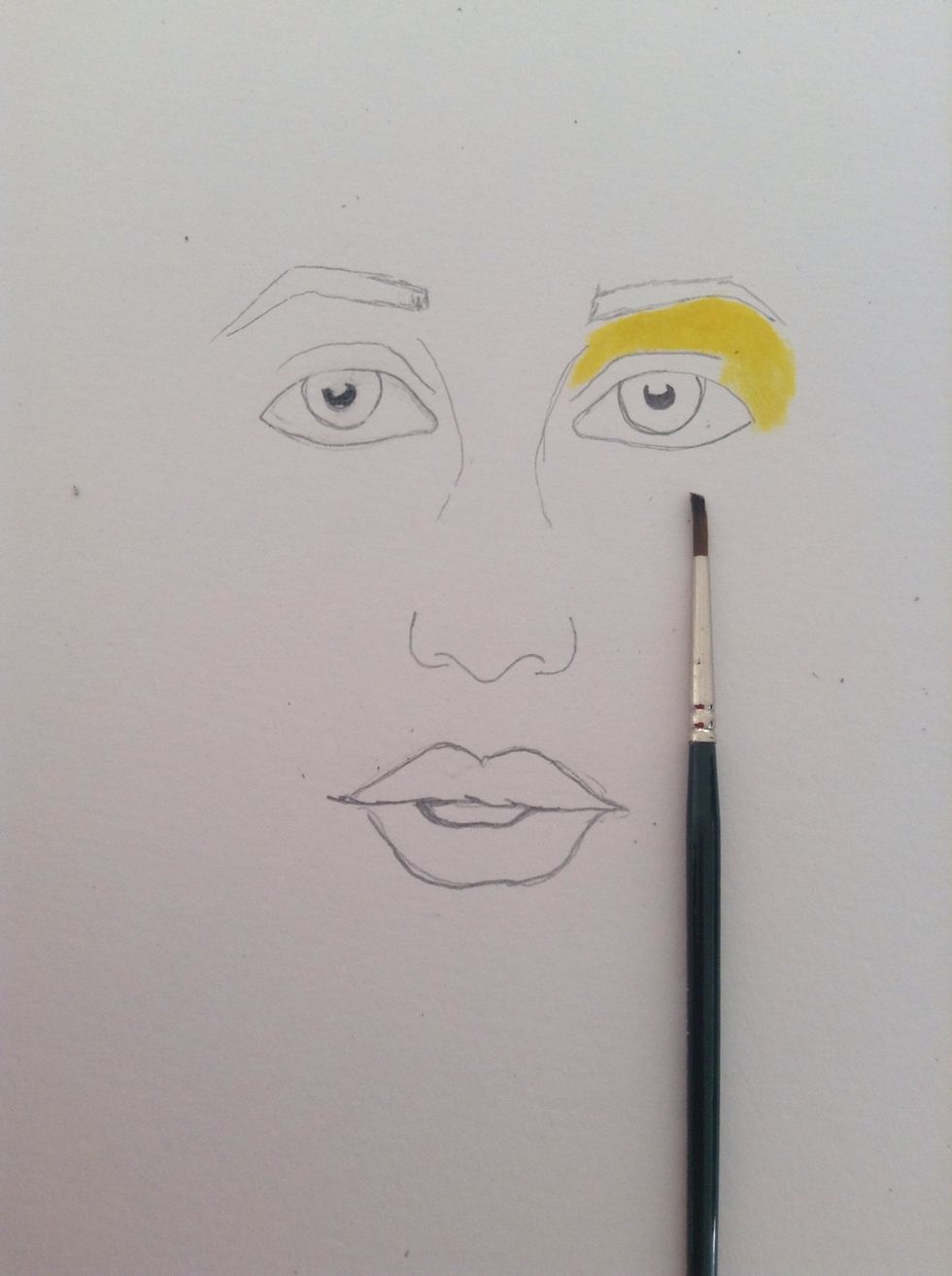 Now start drawing under the right eyebrow..