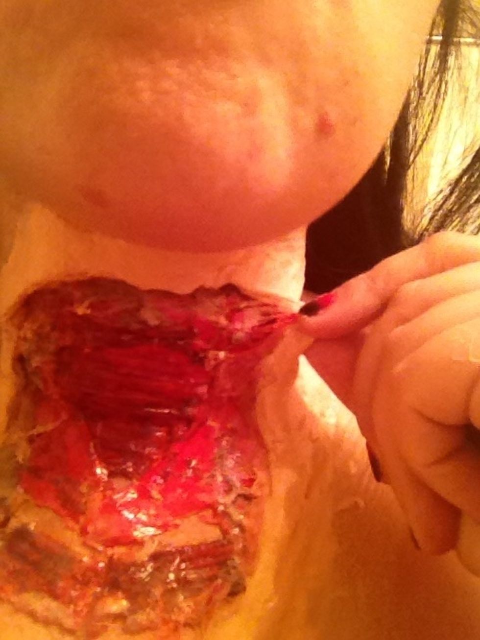 Now start to peel away the latex cotton skin from the edge.