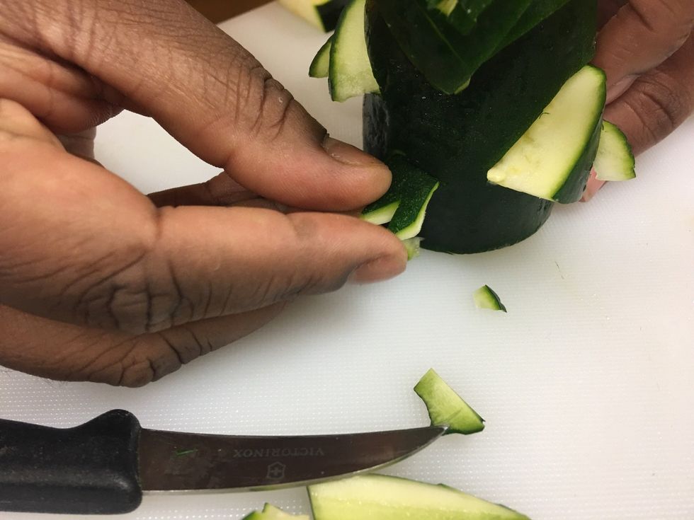 Now stick the wing inside the hole in the back of the swan leaving the triangles cut sticking out.