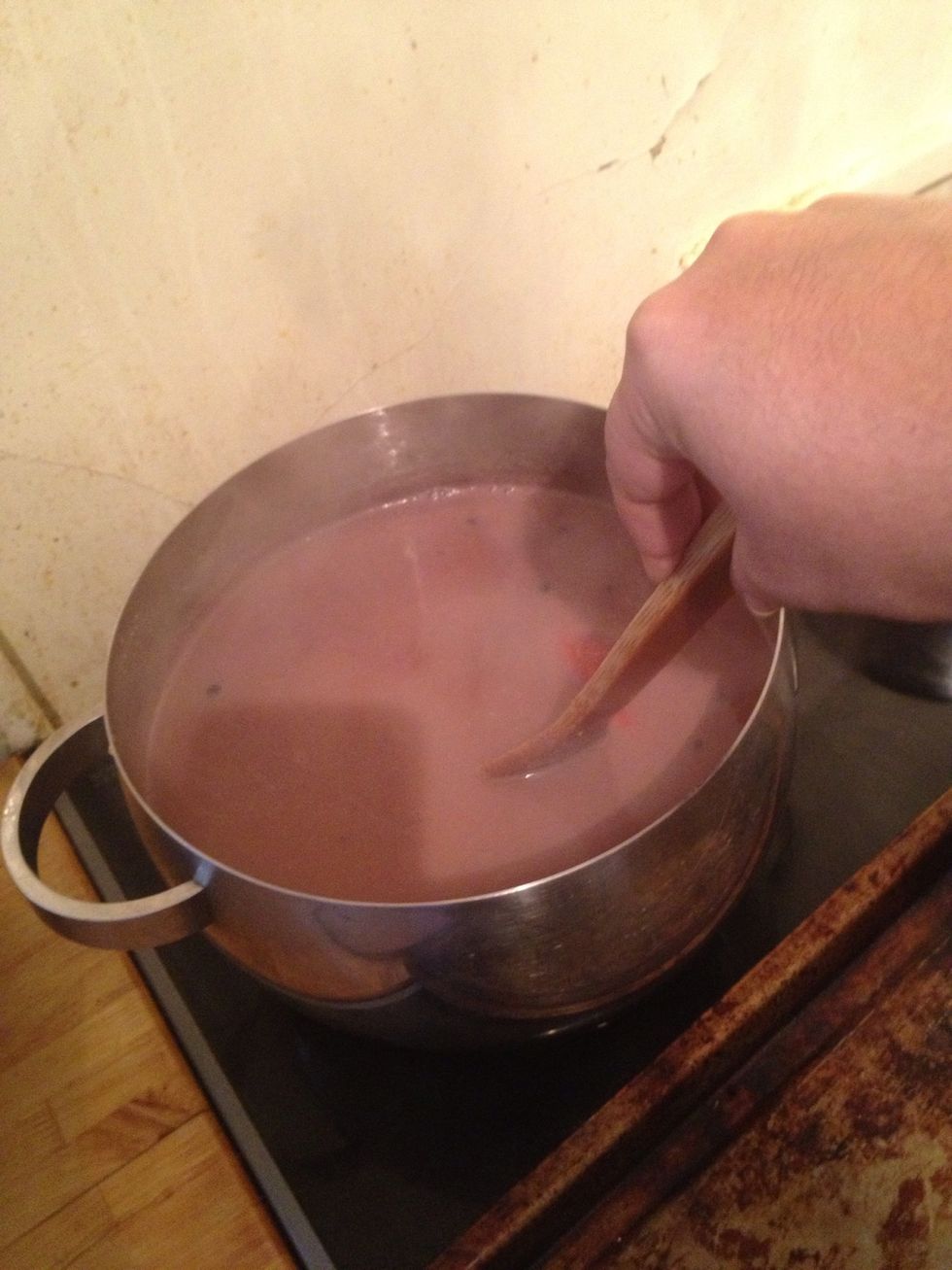 Now stir in the rice - can keep storing occasionally until it reduces a little