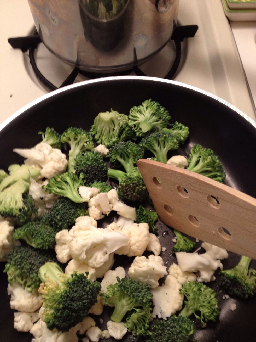 Now stir until lightly brown. Doesn't have to be fully cooked...