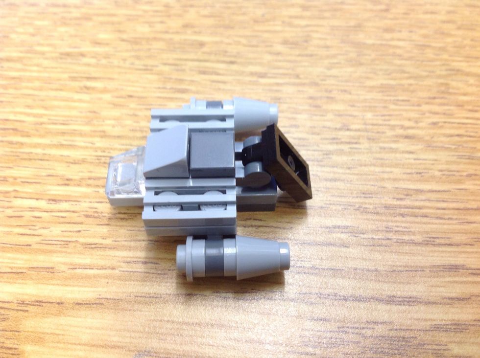 Now take a 1x2 with claw on top and add for the engine. Now you're done. Happy building.