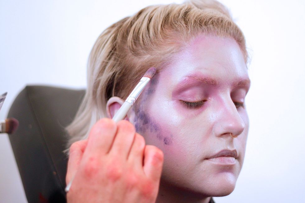 Now take a darker purple and define the recesses of the contours even more. Light purple to dark purple to black will create a nice sense of depth.