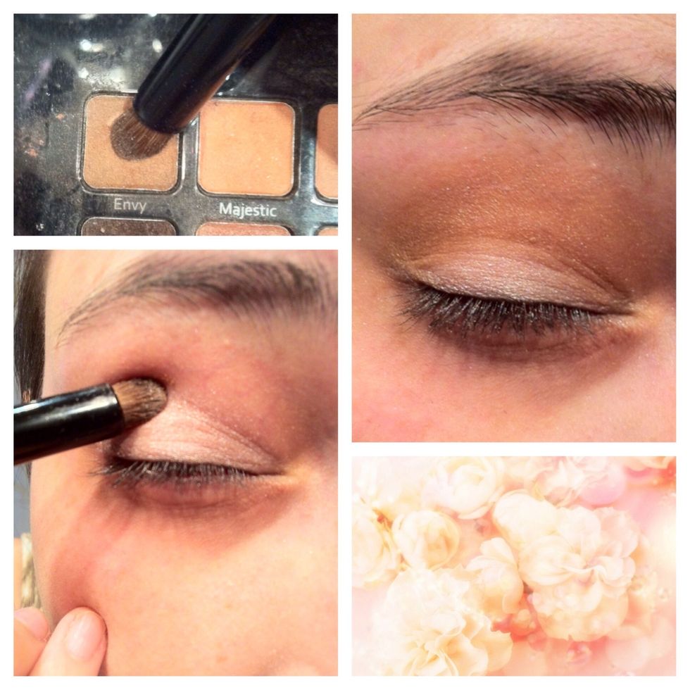 Now take a light brown eyeshadow and put it in your crease. Bring the color up and create a rounded look! The highest point should be right over your pupil.q