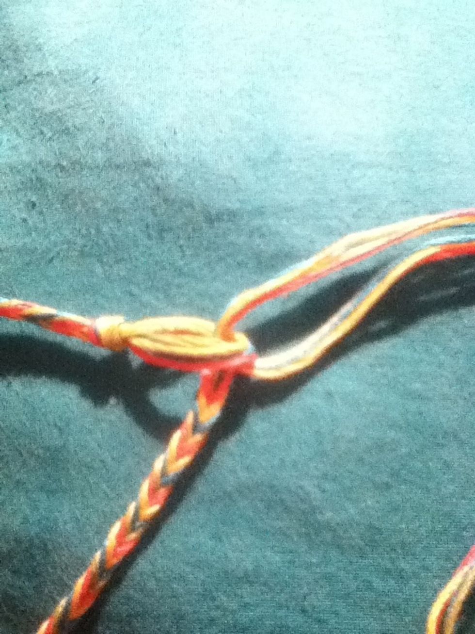 Now take any sides of the thread and stick it through the loop and tie a knot with both sides