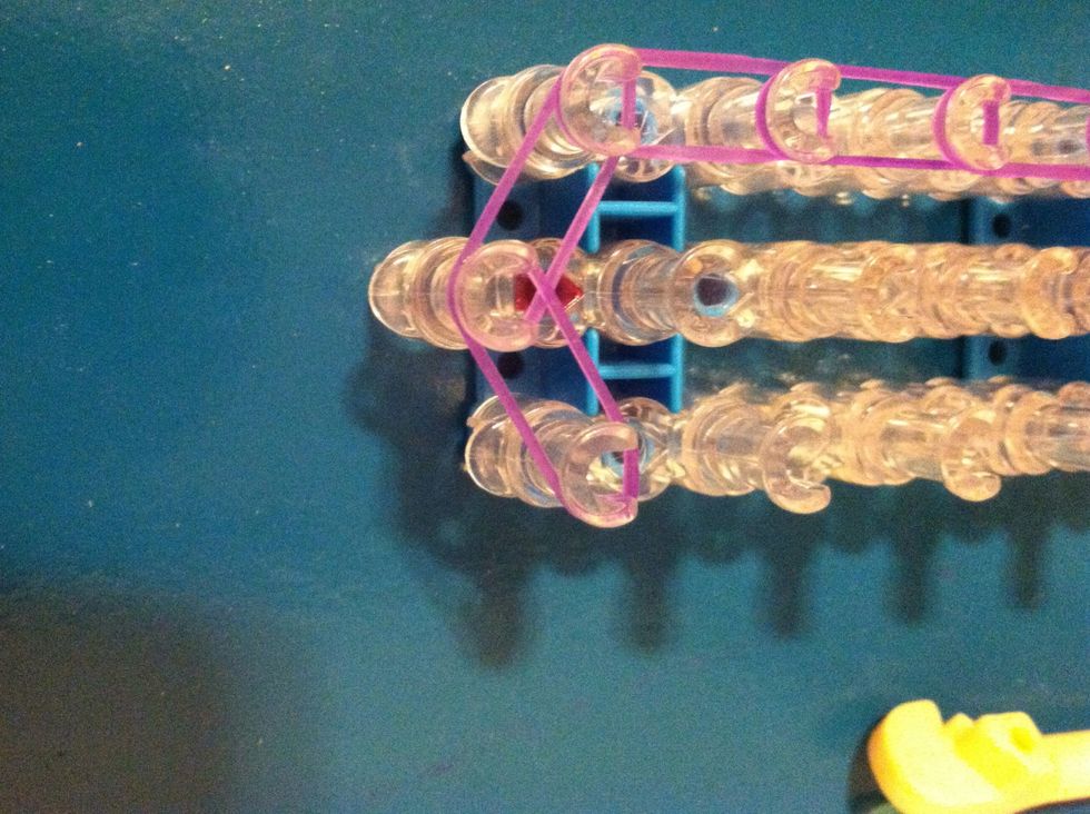 Now take one band and start in the middle moving to the right