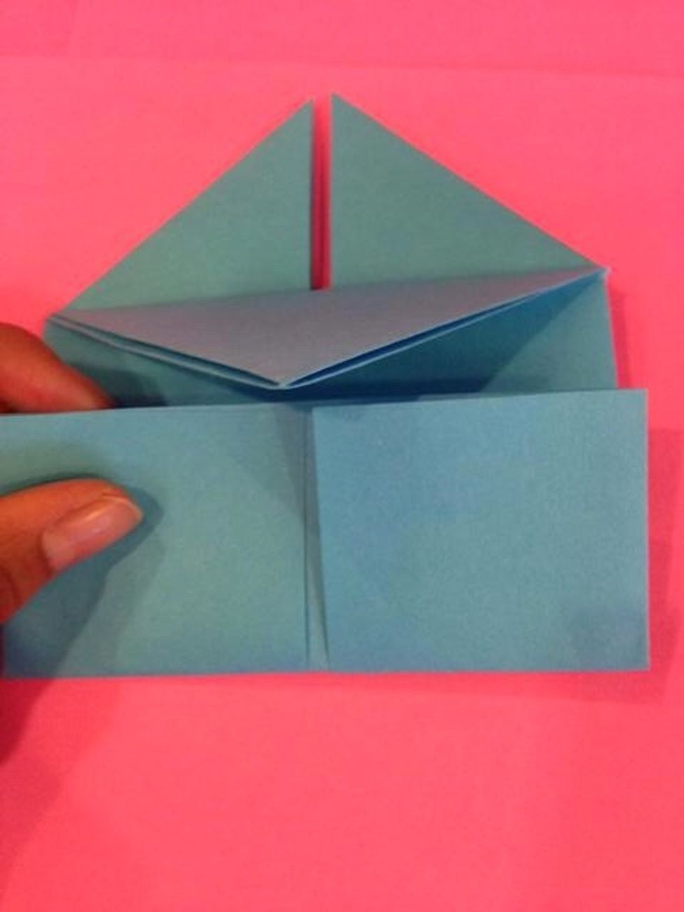 Now take the bottom and fold it so that the bottom is now in the center