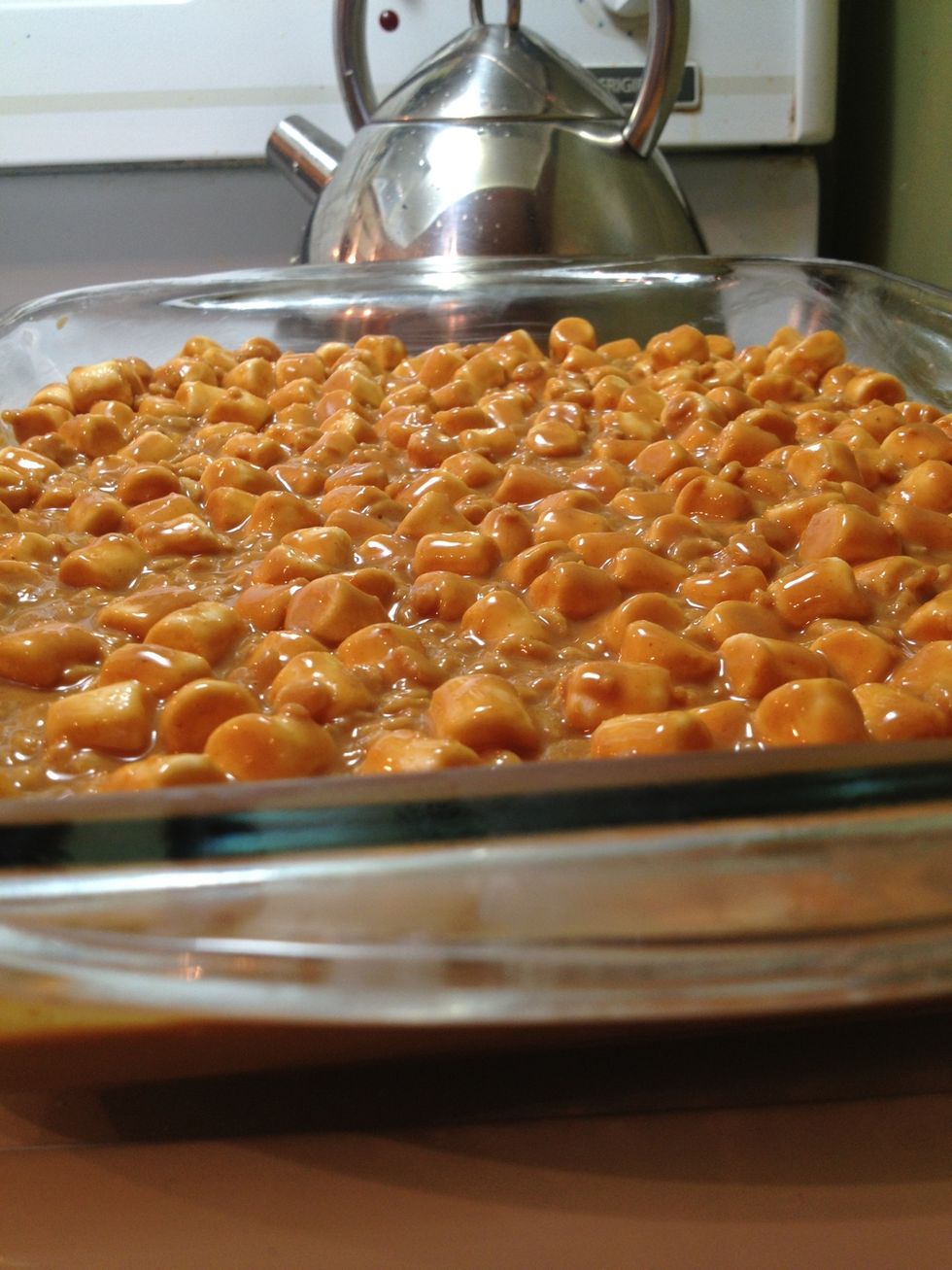 Now take the filled pan and place in refrigerator to cool until hard.