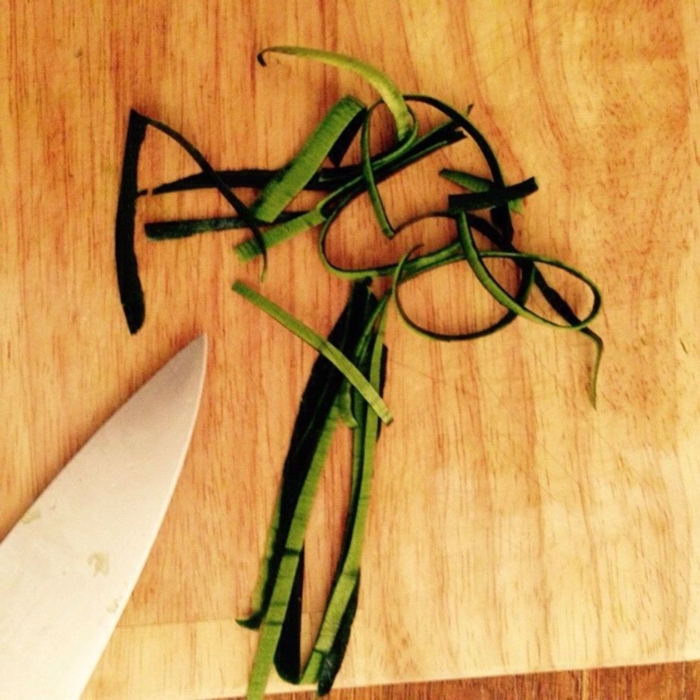 Now take the skin and cut it in 5mm wide strips