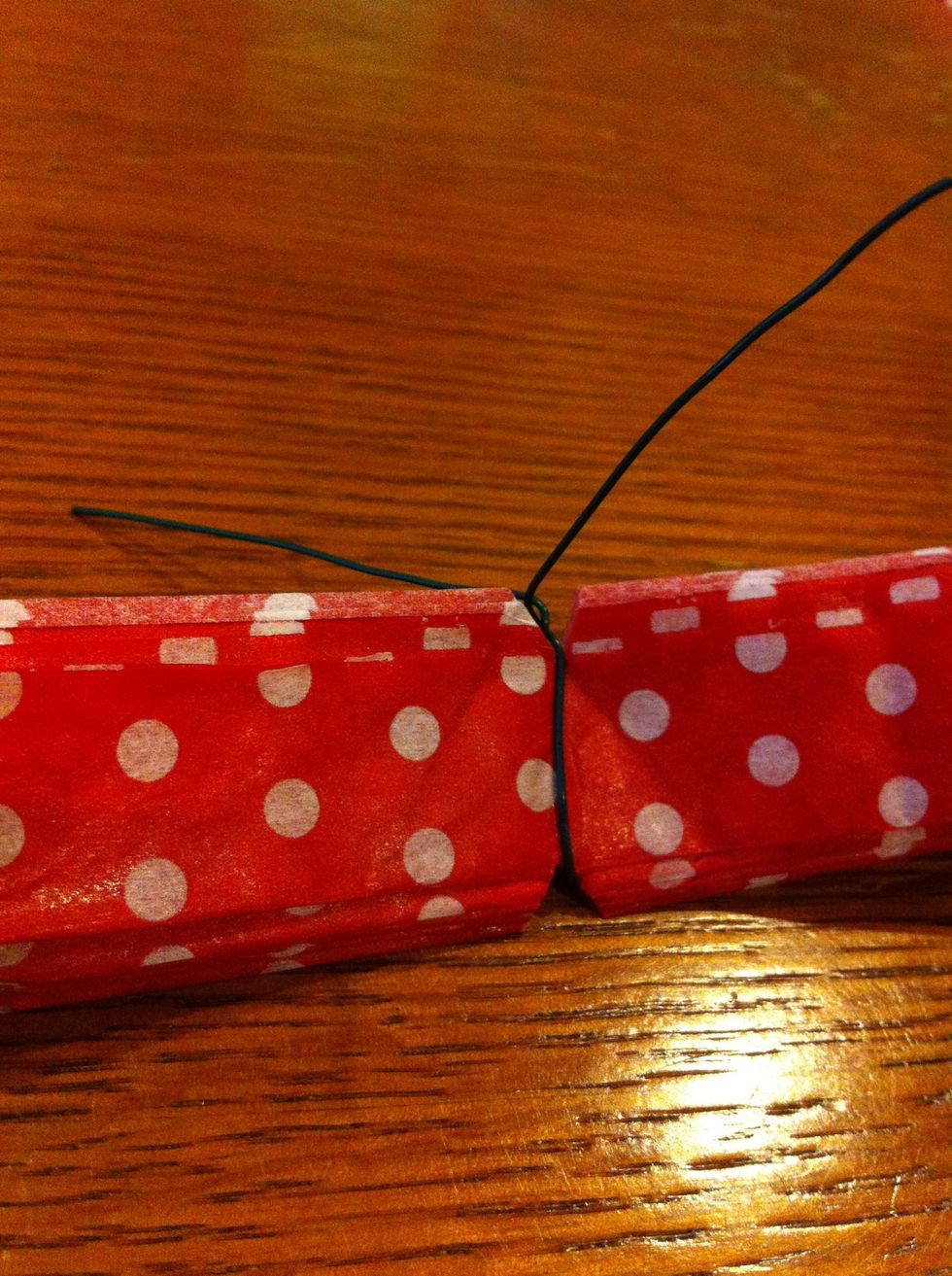 Now take the wire you cut earlier....wrap and twist!