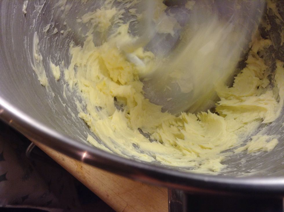 Now take your butter for the icing and mix it until its fluffy.