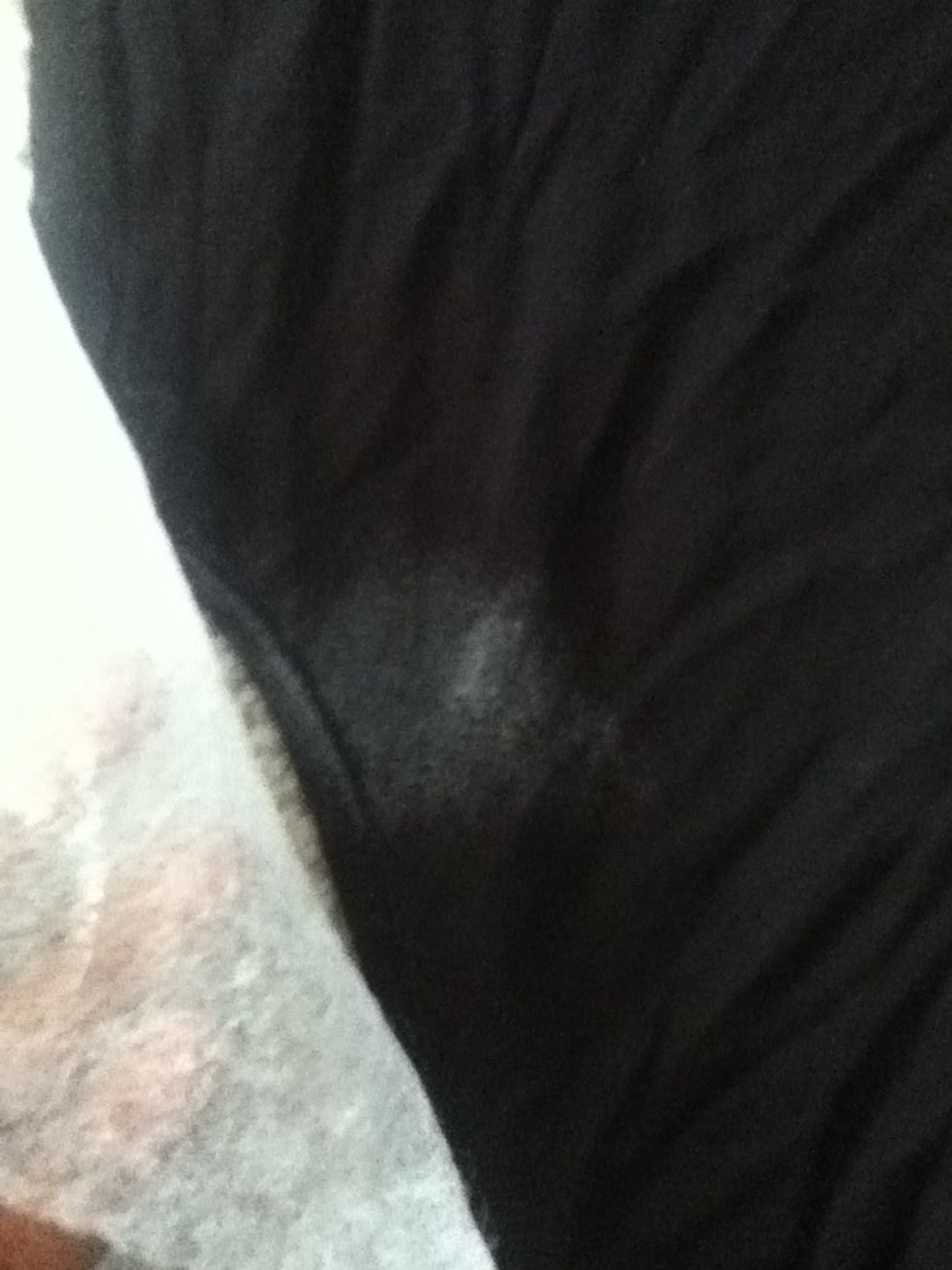 Now take your Fabric Softener sheet and rub in a down ward motion! Keep rubbing until you see no more deodorant!