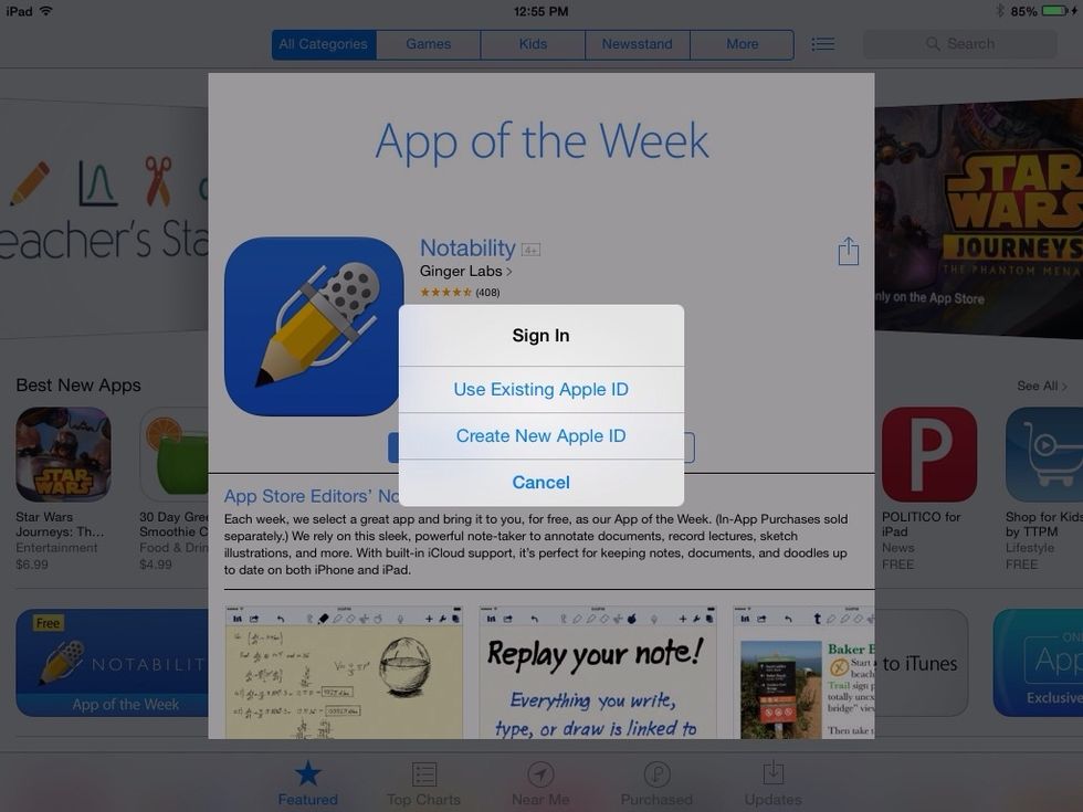 Now tap "Create New Apple ID".