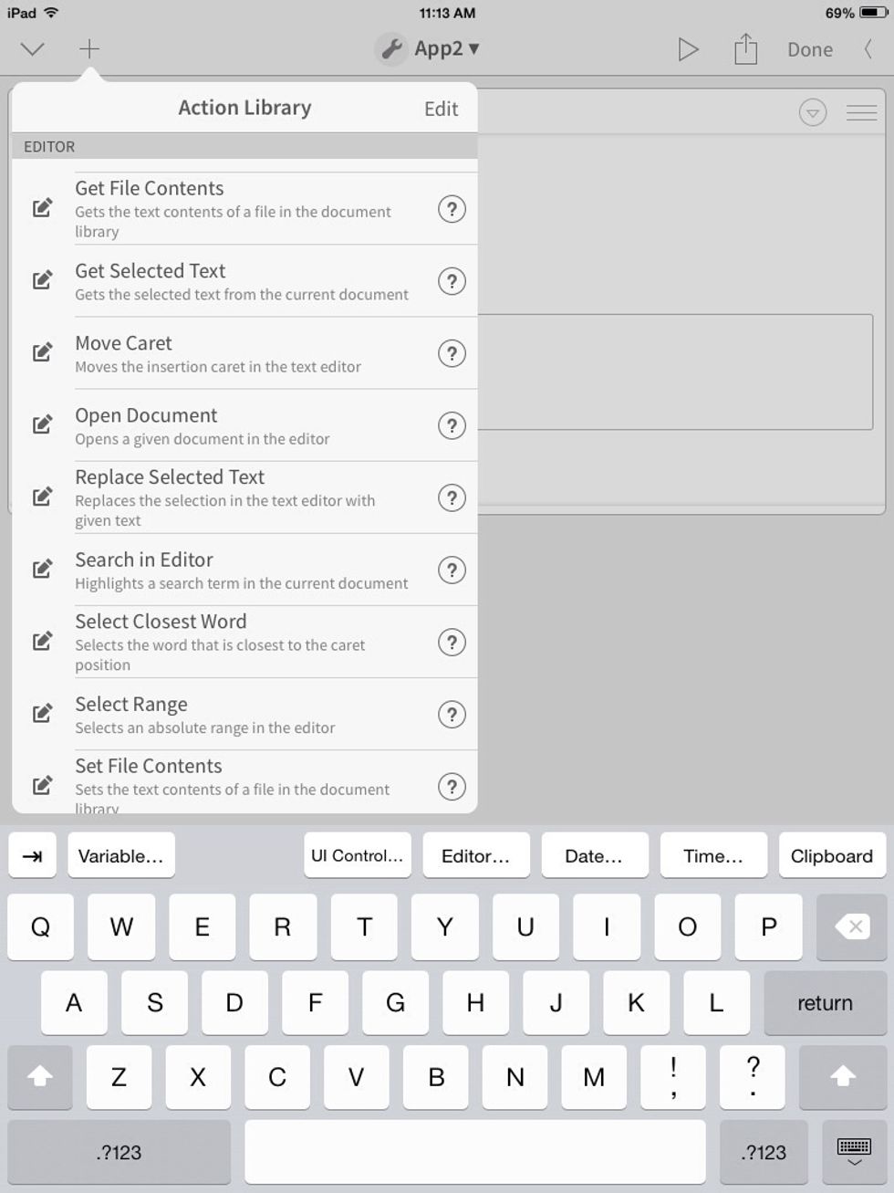 Now, tap the + and scroll to "Replace Selected Text."