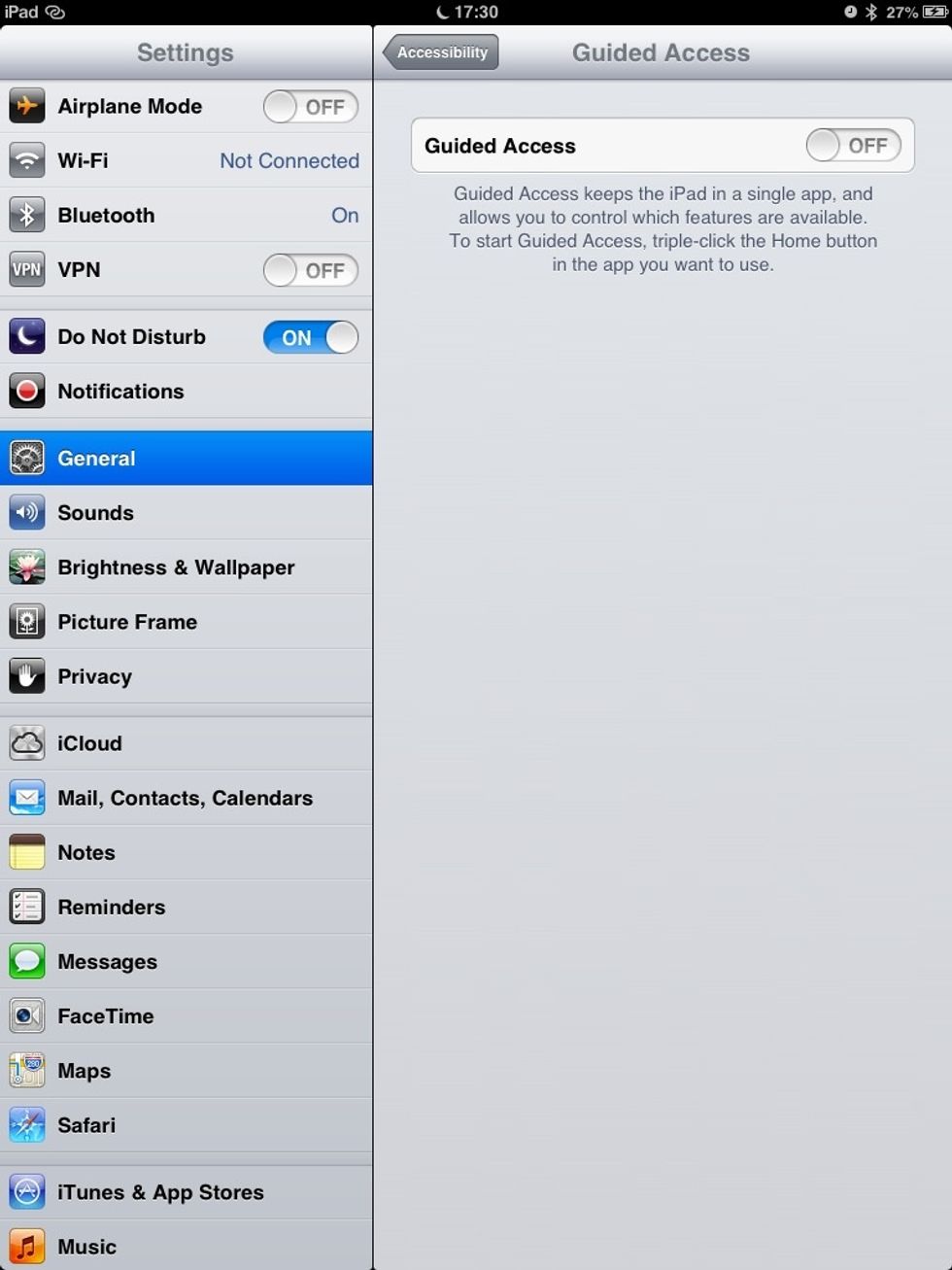 Now tap the slider to turn it on