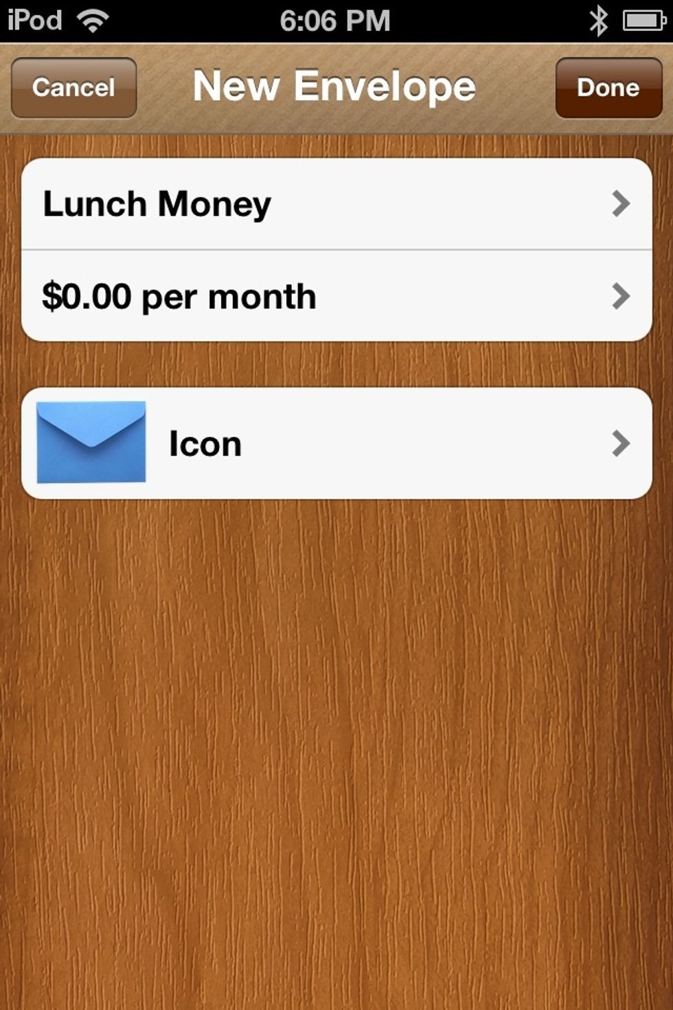 Now tap where it says ''$0.00 PER MONTH'' to set an allowance for the envelope.