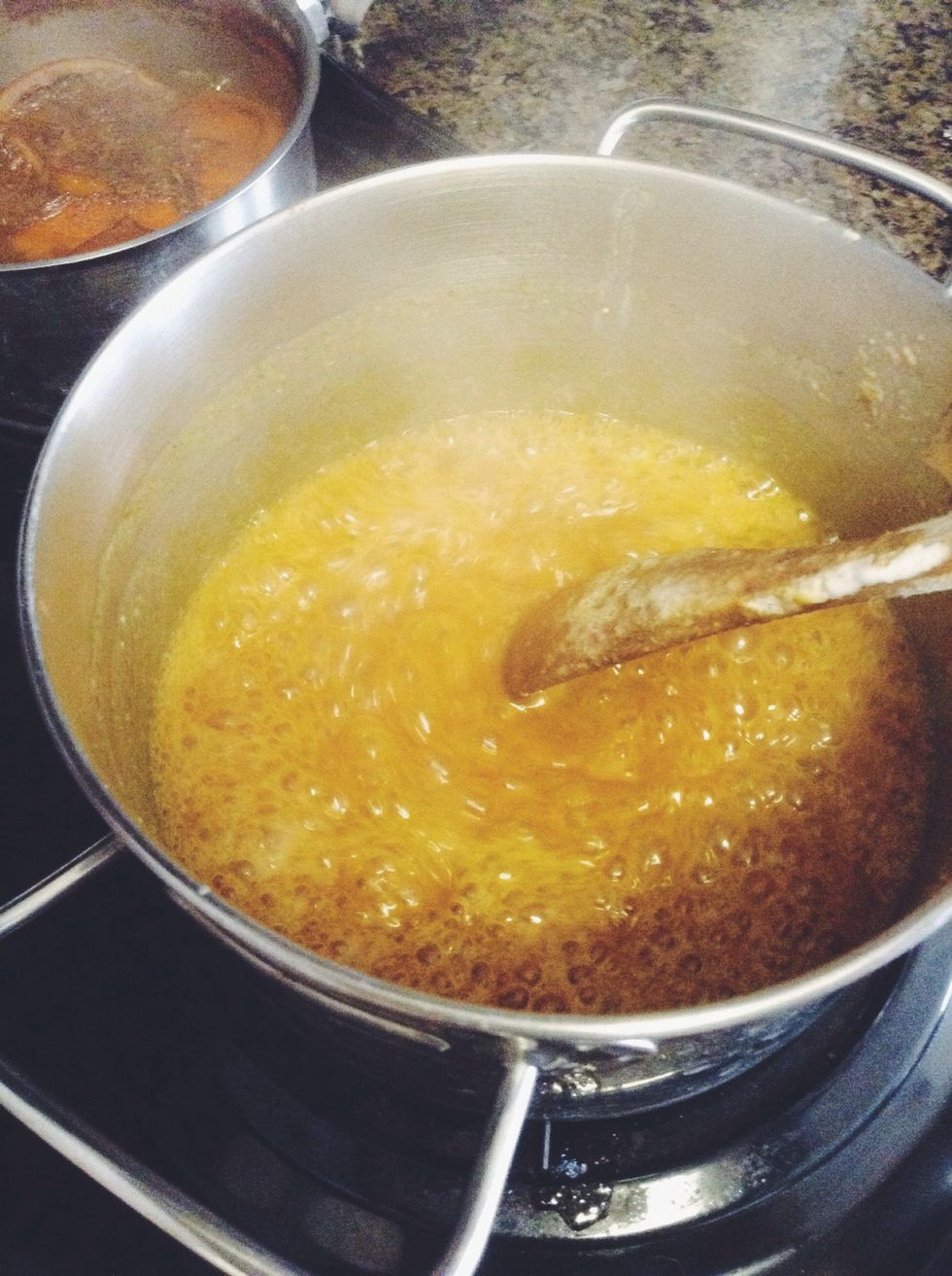 Now that's it's reached a rolling boil, set your kitchen timer for 18 minutes and cook stirring occasionally. Just be patient and use your timers! It takes exactly 18 minutes.