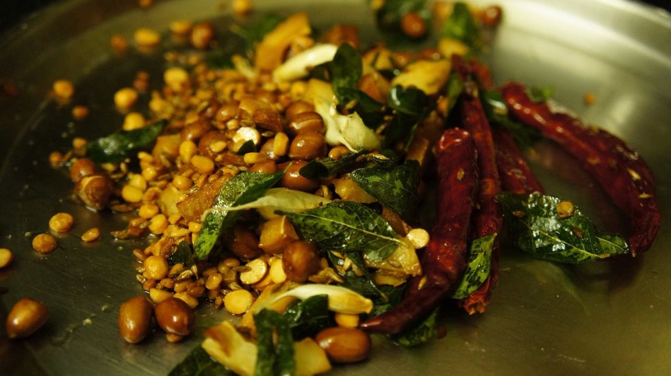 Now that's the mixture of fried ingredients..