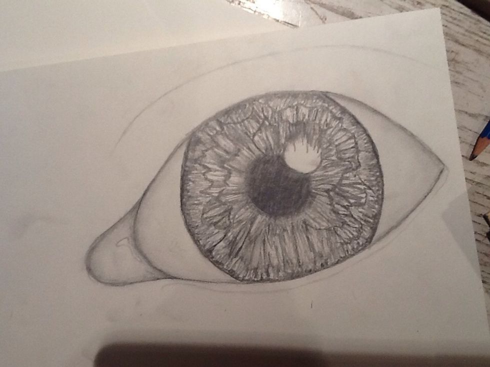 Now that the iris is about done, it's time to work on the tear duct and eyelashes.