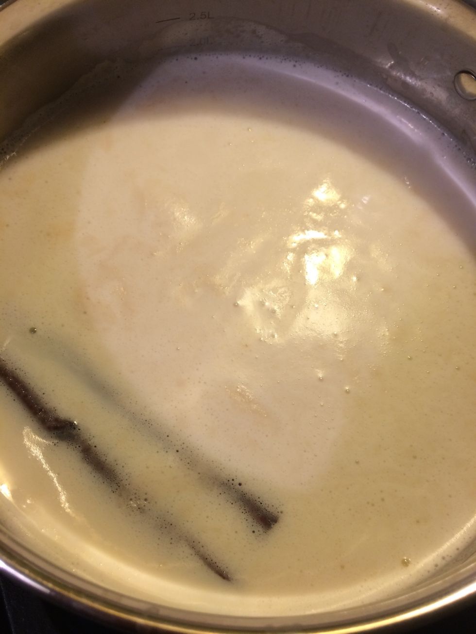 Now that the rice is tender add 2% milk until boil