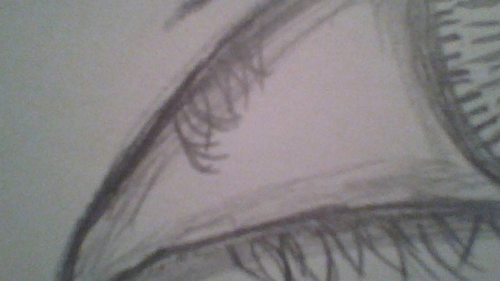 Now that we are done making those, lets add make some little eyelashes on the edge of the eye followed by shading the edge of the sclera. (Sclera: The white part of the eye.)
