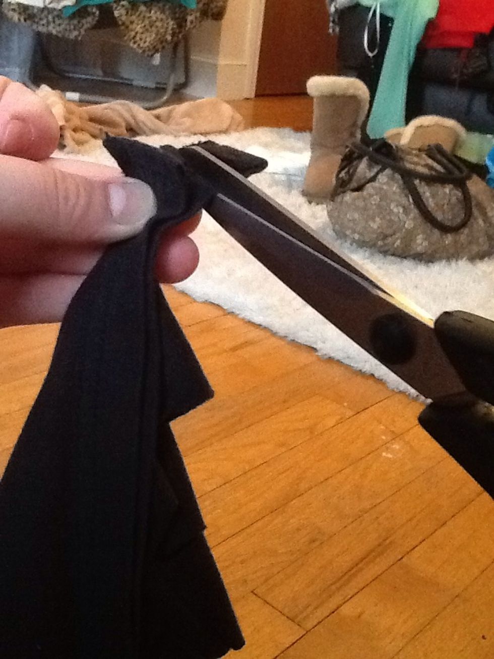 Now that you have cut your slits u want to cut them in half