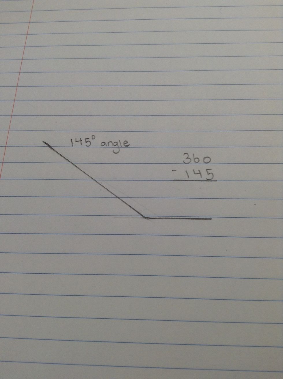 Now that you have your 145 degree angle subtract it with 360.